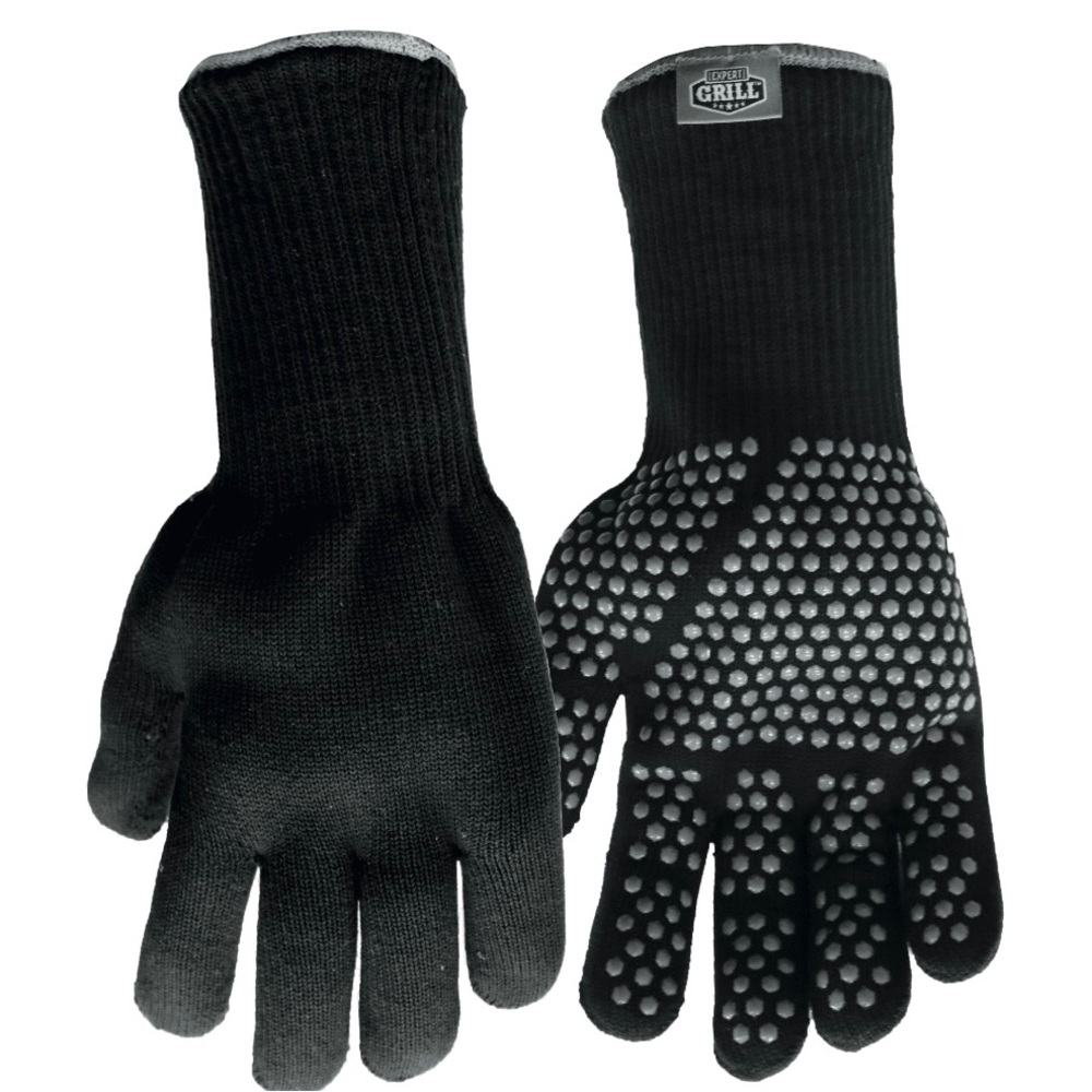 Expert Grill Silicone Dotted Heat
Resistant BBQ Gloves, Black Color,
One Size